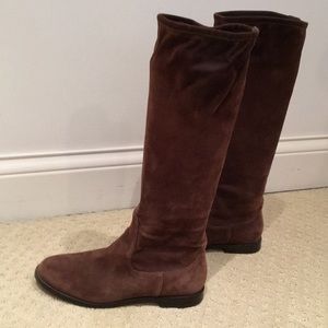 Brown faux suede boots